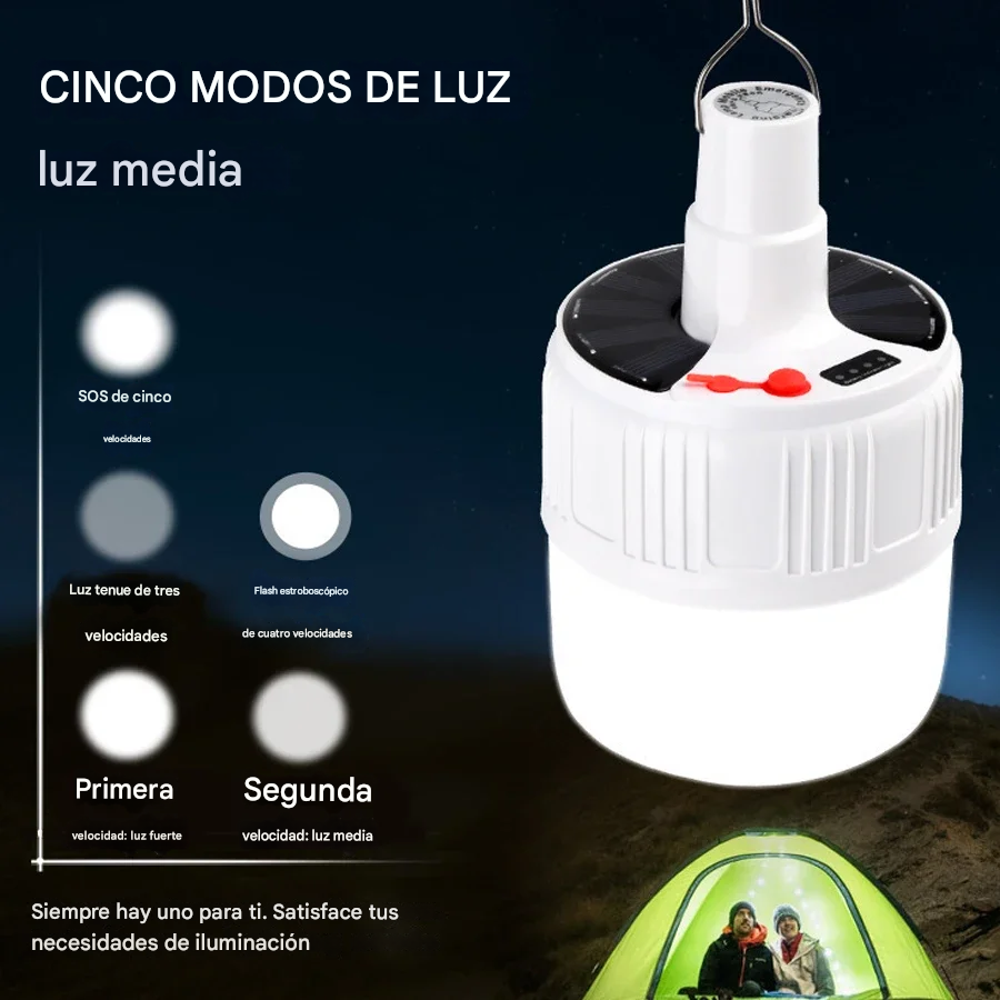 Lámpara 5 en 1 Multifuncional con Carga Solar/USB
