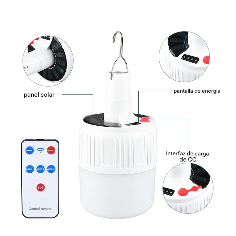 Lámpara 5 en 1 Multifuncional con Carga Solar/USB