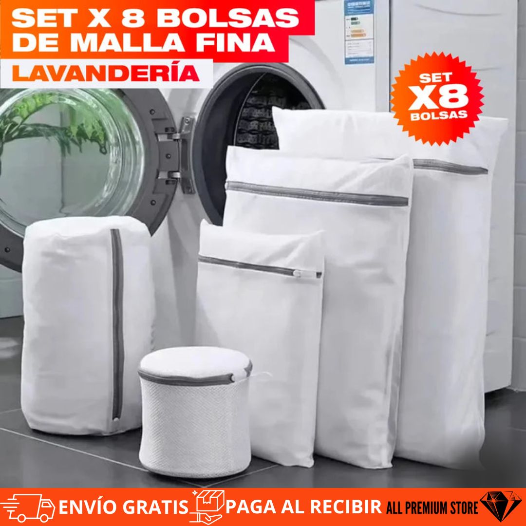 SET X 8 Bolsas Premium Para Lavandería