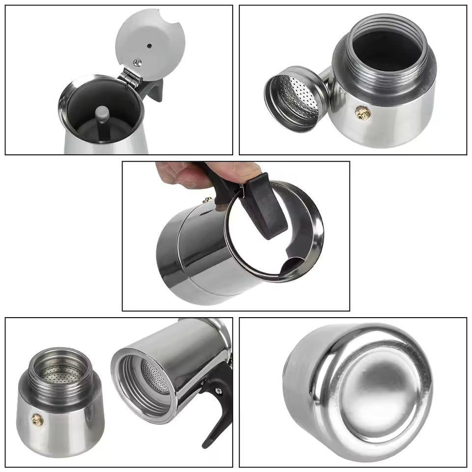 Cafetera Moka Italiana de Acero Inoxidable 9 tazas