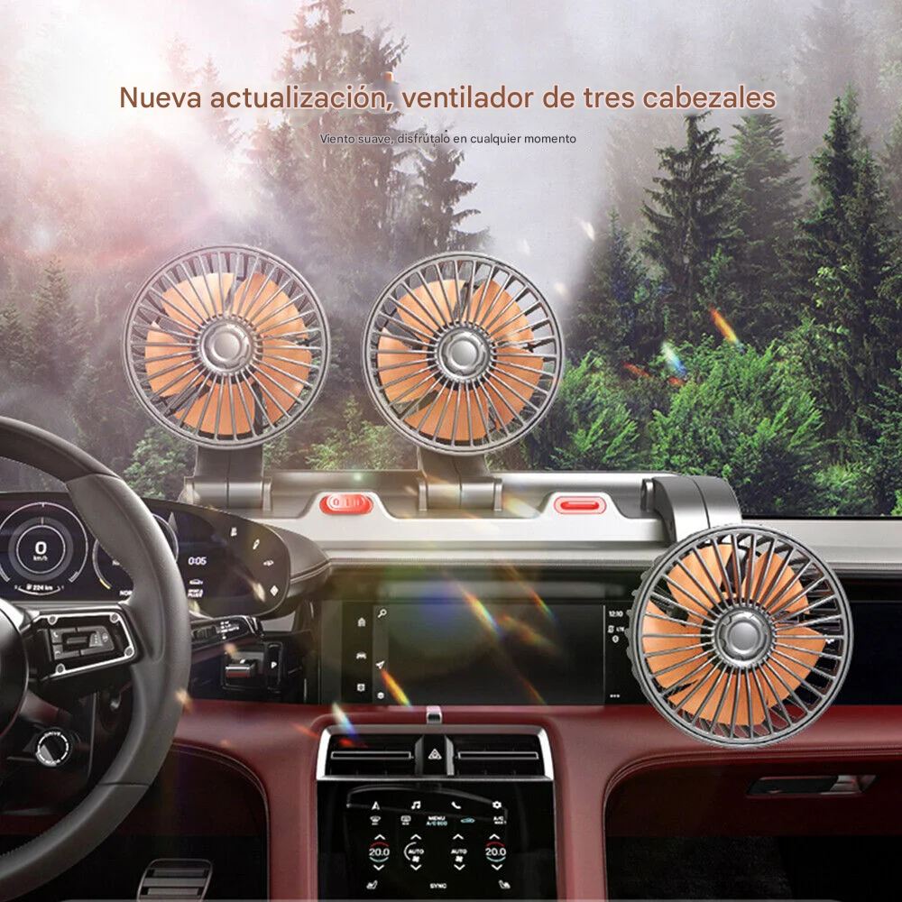 Ventilador Para Carro 360° Triple Cabezal