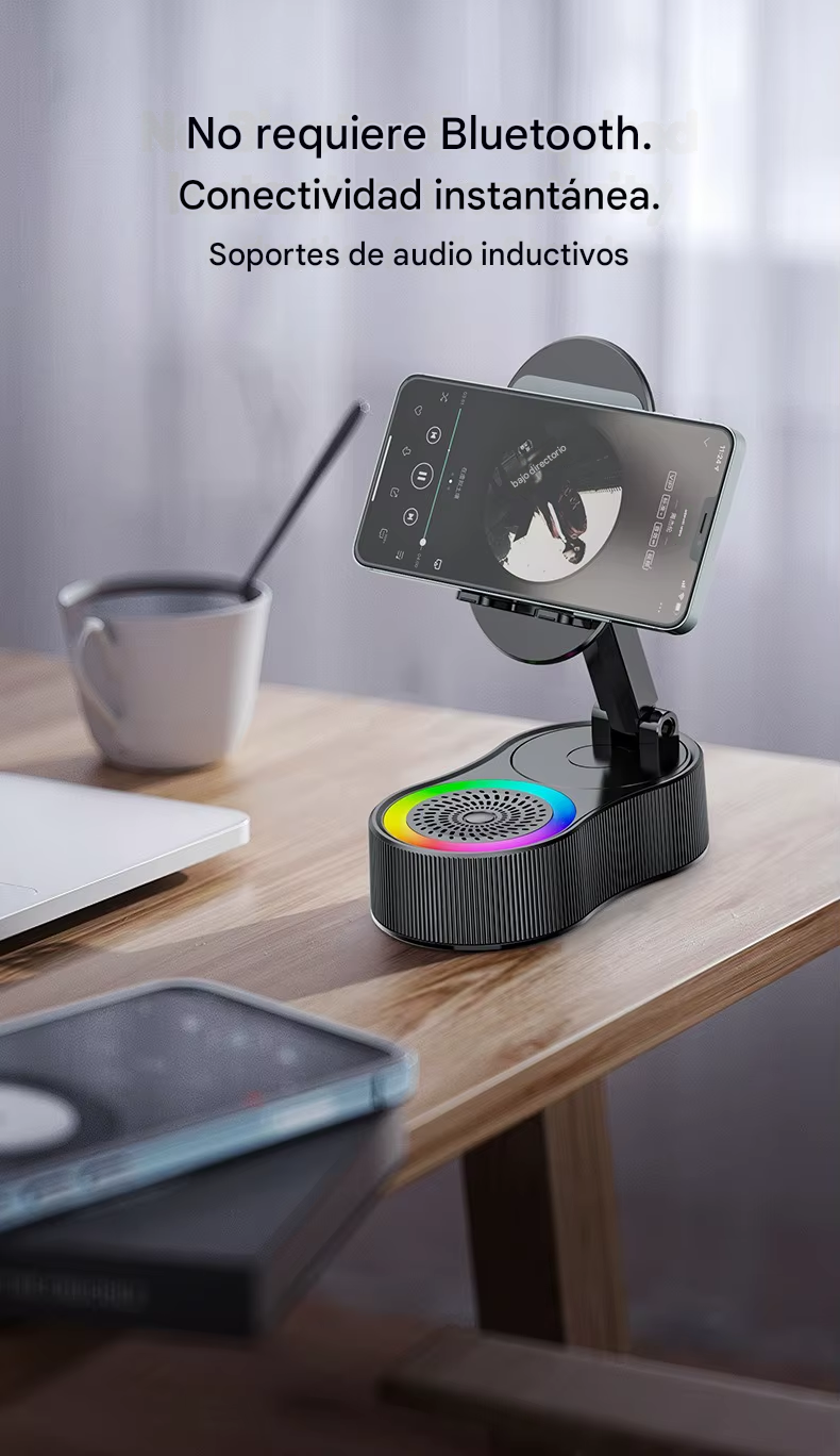 Soporte Inteligente 5 en 1 con Altavoz Bluetooth y Cargador Integrado