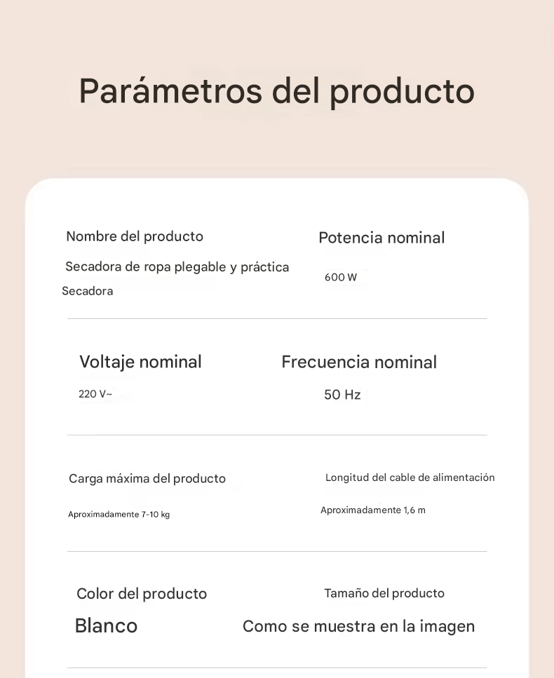 Secadora portátil de ropa eléctrica