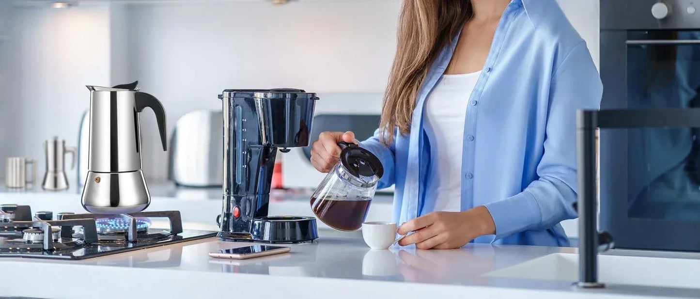Cafetera Moka Italiana de Acero Inoxidable 9 tazas
