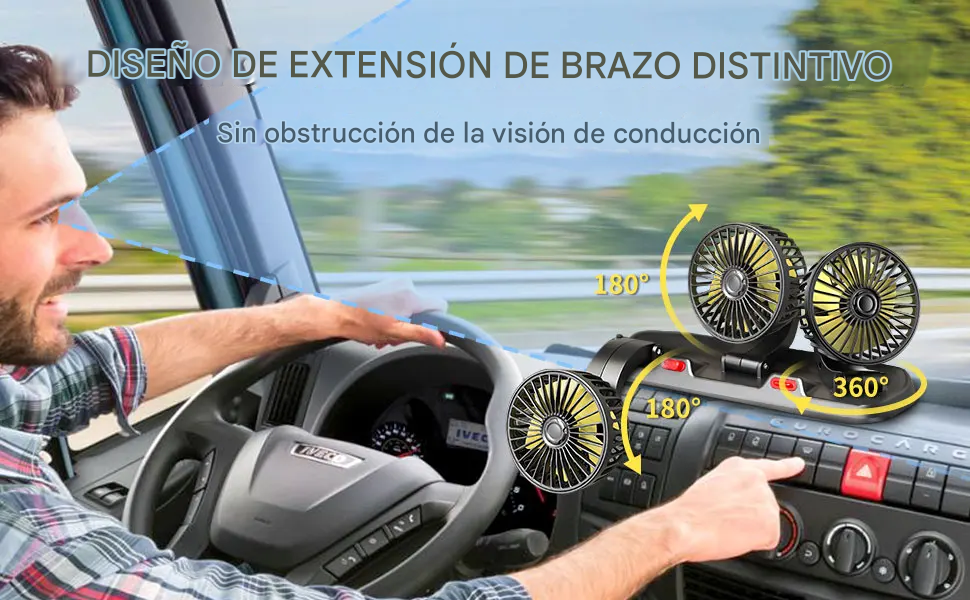 Ventilador Para Carro 360° Triple Cabezal