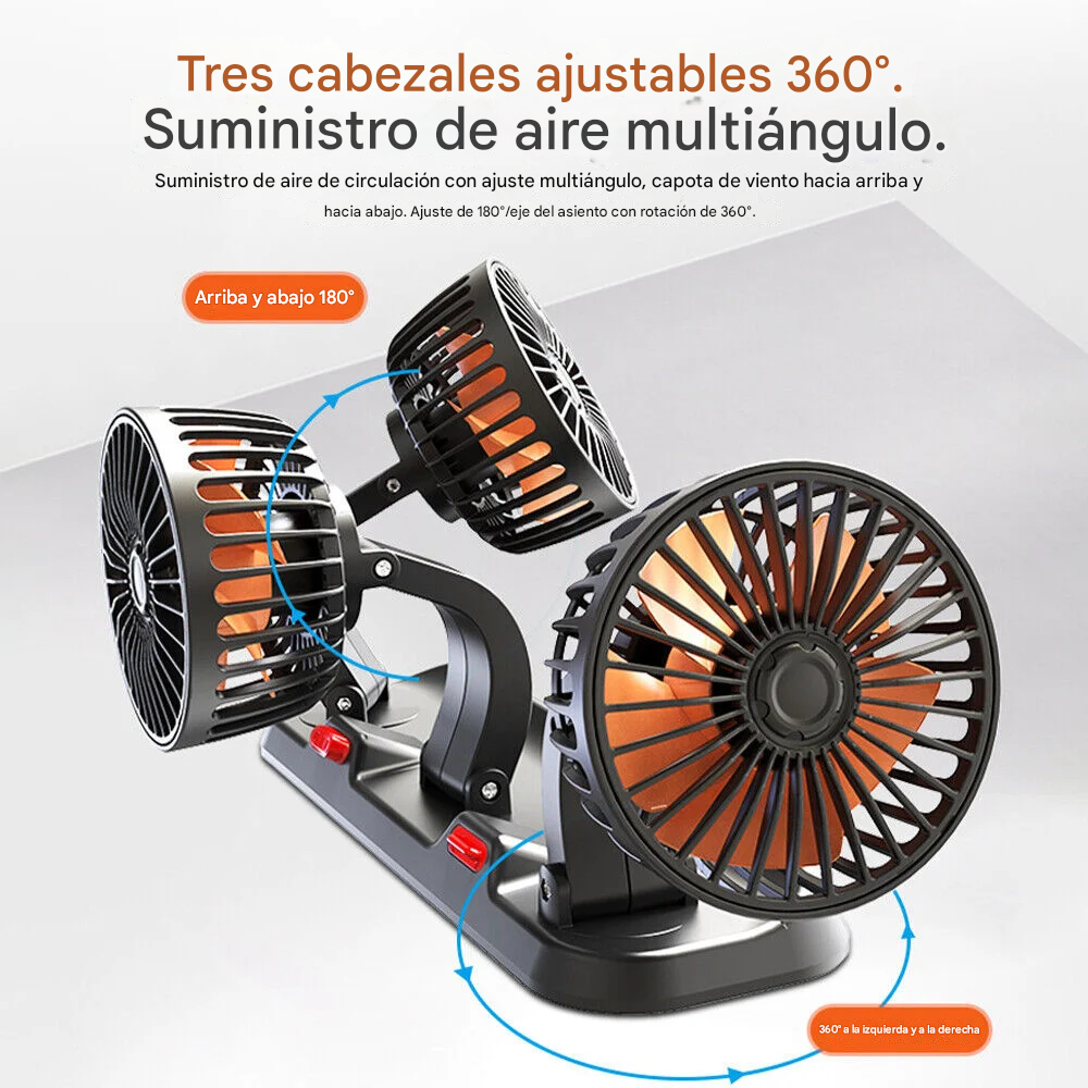 Ventilador Para Carro 360° Triple Cabezal