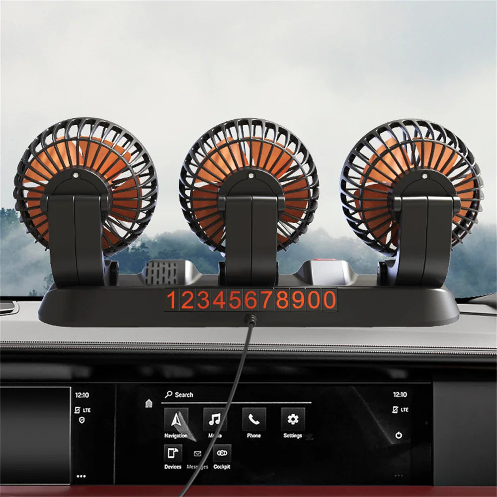 Ventilador Para Carro 360° Triple Cabezal