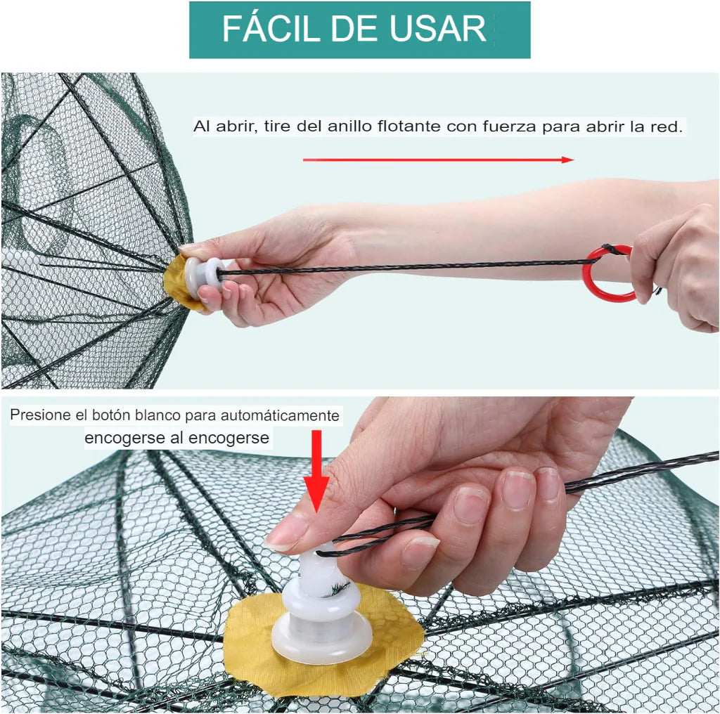 Red Retráctil de Pesca Inteligente - Pesca fácil, sin enredos.
