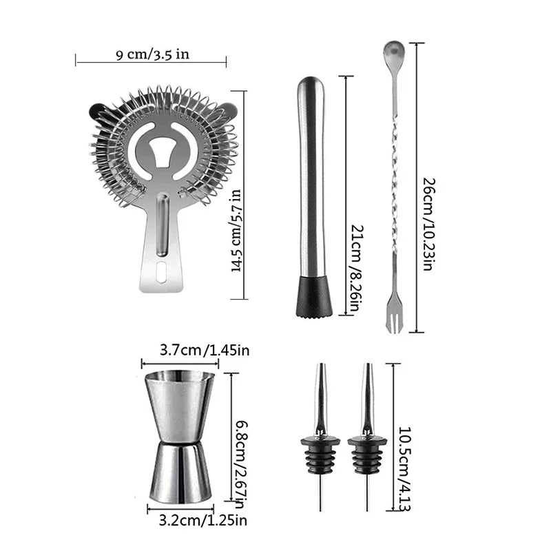 Kit de Coctelería de Acero Inoxidable