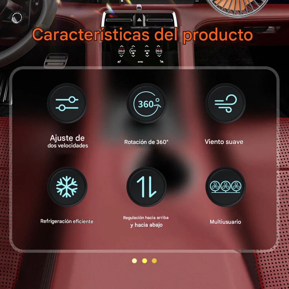 Ventilador Para Carro 360° Triple Cabezal
