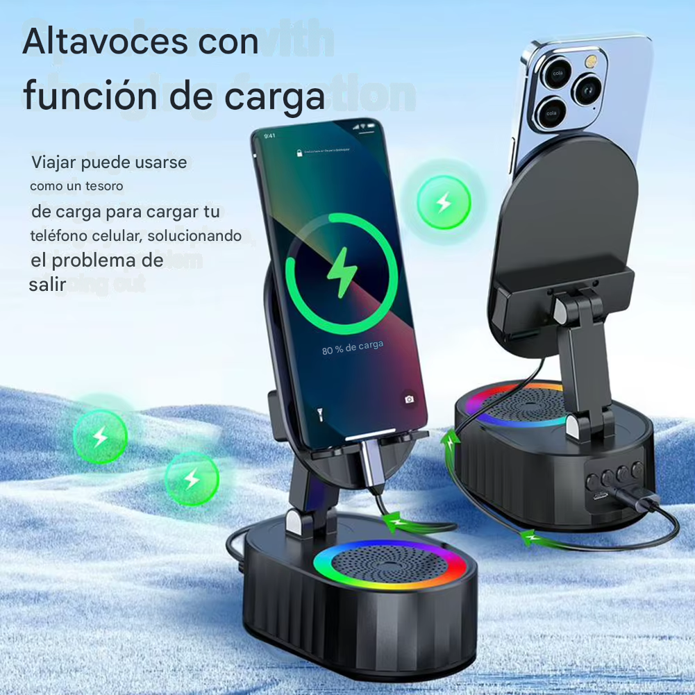 Soporte Inteligente 5 en 1 con Altavoz Bluetooth y Cargador Integrado