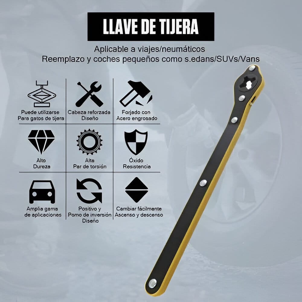 Llave para gato de Auto Ultraflexible de Rache Con accesorios