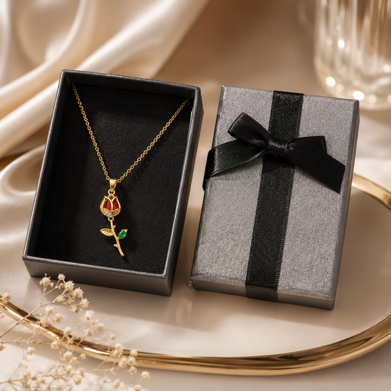 Collar Tulipán Rojo [Estuche de Lujo GRATIS]