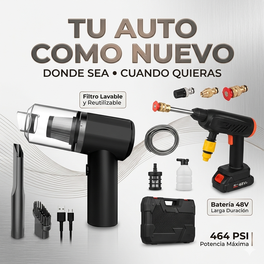 Combo Hidrolavadora con accesorios + Aspiradora 3 en 1