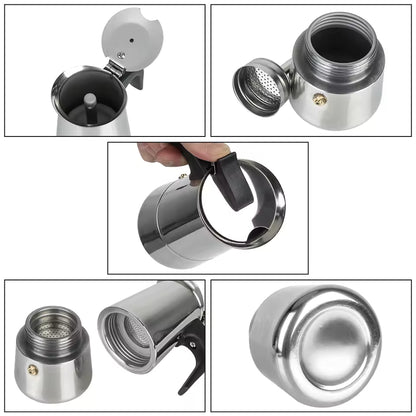 Cafetera Moka Italiana de Acero Inoxidable 9 tazas