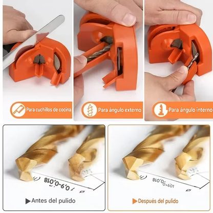 Afilador Universal de Brocas y Cuchillos 3 en 1 - Kit Compacto (Adaptable a Taladro)