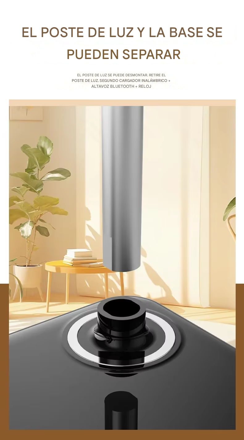 Lámpara Multifuncional Cargador Parlante Y Reloj 4 En 1