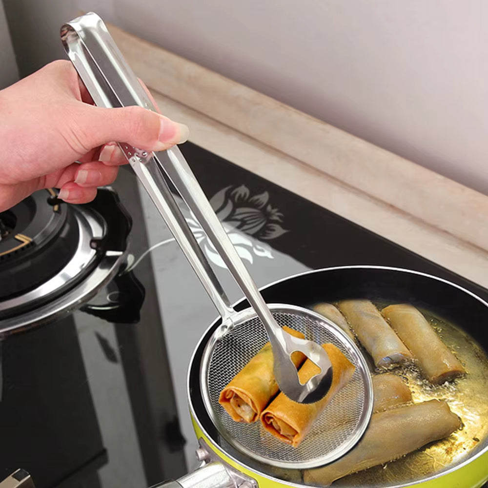 Pinza Colador 2 en 1 - Acero Inoxidable | Agarra, Escurre y Sirve Sin Quemarte