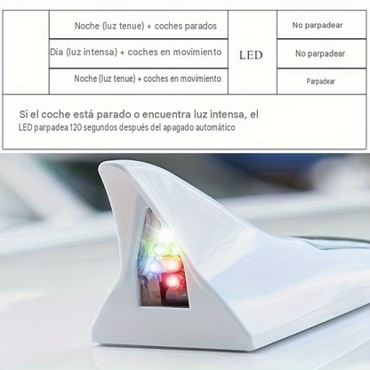 Antena Shark Light™ — Luz LED Solar Inteligente para tu Carro