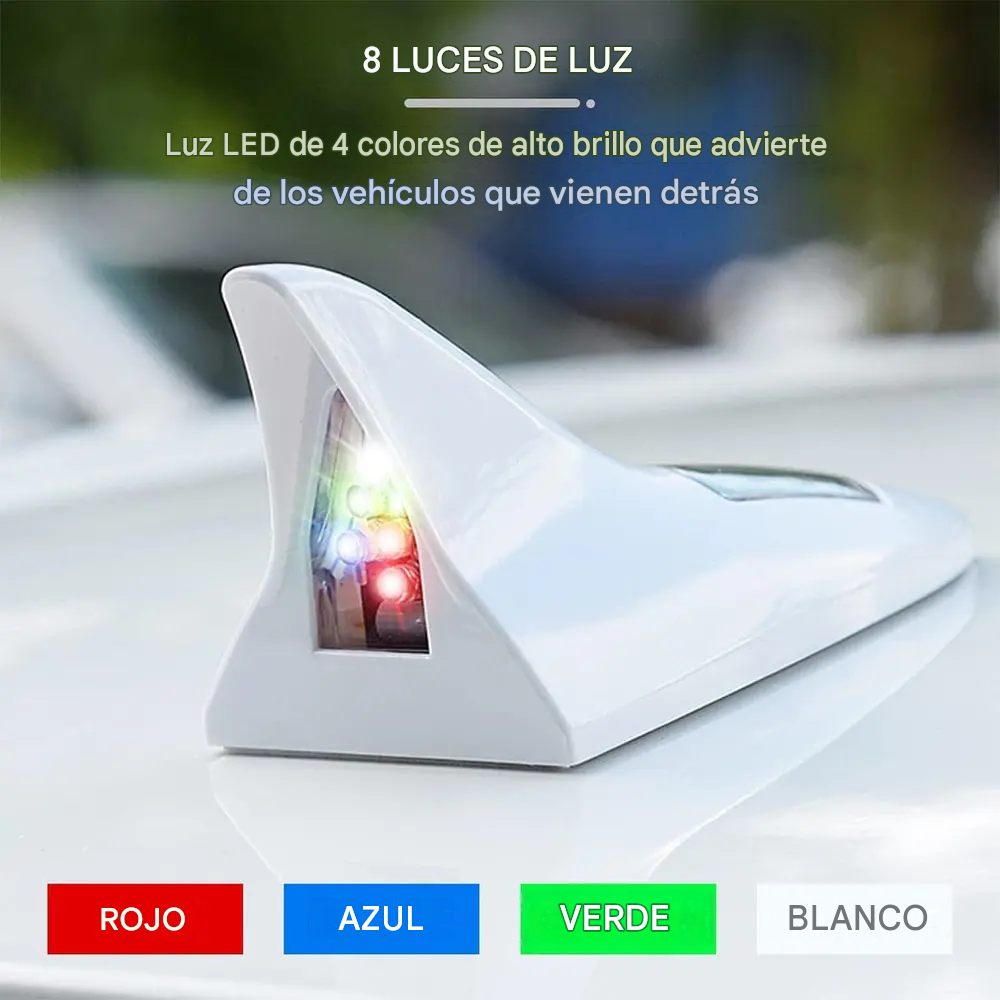 Antena Shark Light™ — Luz LED Solar Inteligente para tu Carro