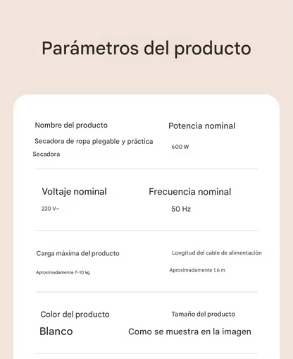 Secadora portátil de ropa eléctrica