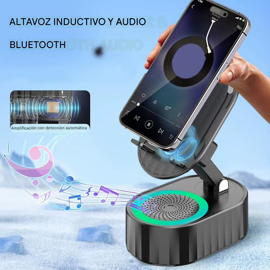 Soporte Inteligente 5 en 1 con Altavoz Bluetooth y Cargador Integrado