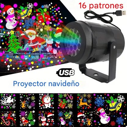 Proyector Navideño Mágico 16 en 1 - Reflector Giratorio Impermeable
