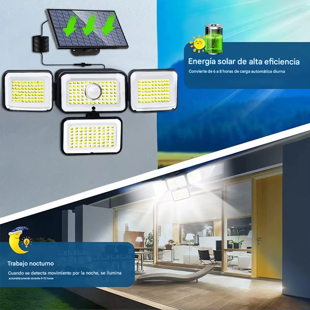 🌟 LÁMPARA SOLAR MULTI ÁNGULO 360°