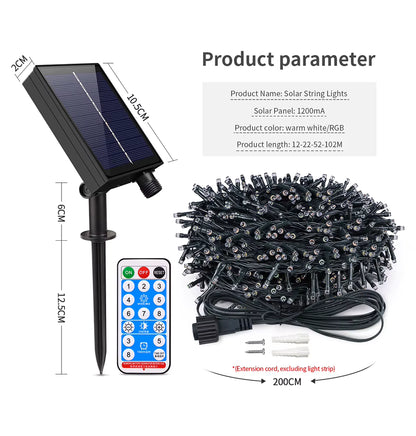 Luces Solares LED 10M - 100 Luces que Decoran sin Aumentar tu Recibo