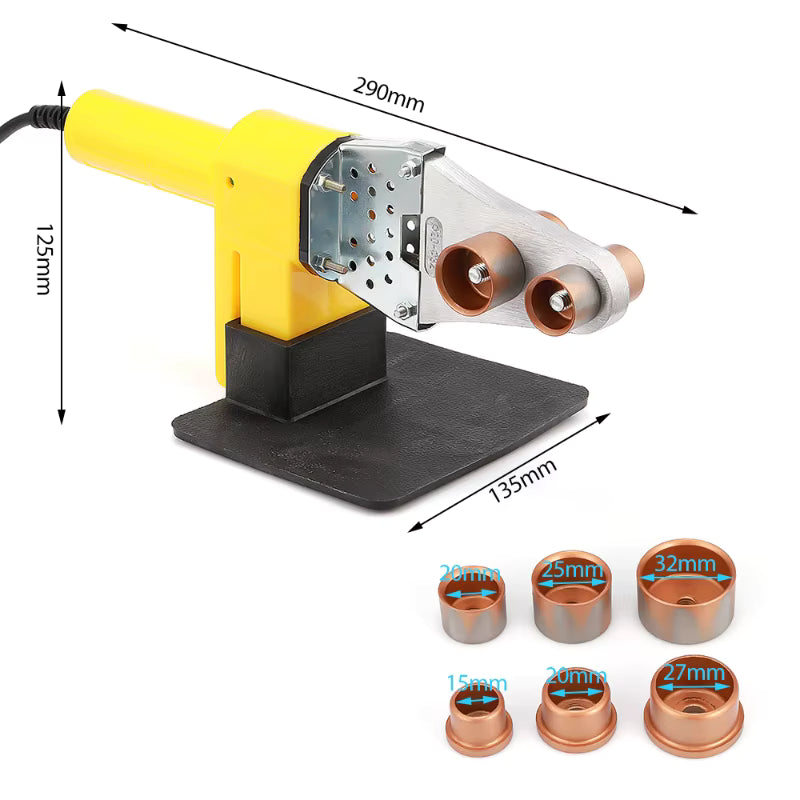 Soldadora de Tuberías Termofusora Profesional 800W + Kit Completo con 6 Dados y Maletín Metálico