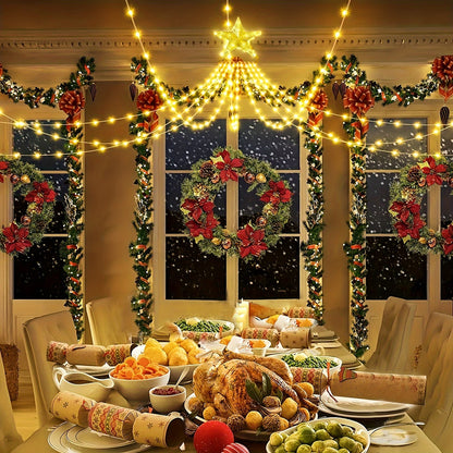 Luces Estrella Cascada LED para Árbol de Navidad + Tapete Navideño Gratis