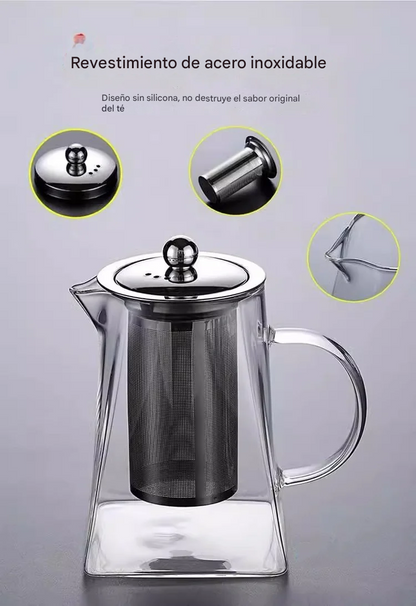 Tetera de Vidrio con Infusor de Acero
