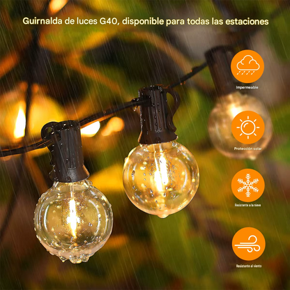 Guirnalda Solar 10 Metros - 20 Bombillos LED Luz Cálida + Panel Solar y Control Remoto