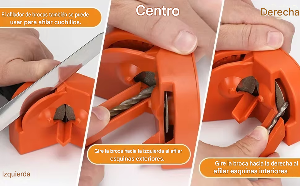 Afilador Universal de Brocas y Cuchillos 3 en 1 - Kit Compacto (Adaptable a Taladro)