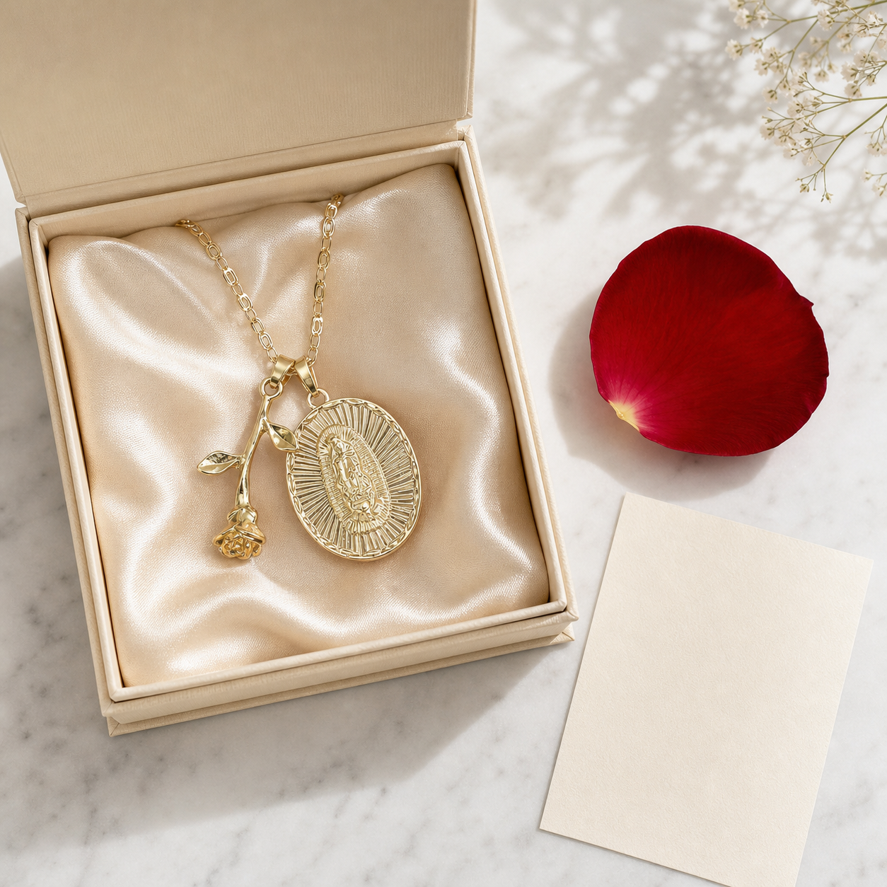 Collar Rosa de Guadalupe [Estuche de Lujo GRATIS]