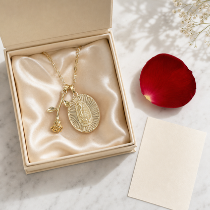 Collar Rosa de Guadalupe [Estuche de Lujo GRATIS]