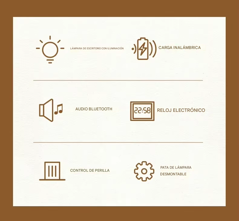 Lámpara Multifuncional Cargador Parlante Y Reloj 4 En 1