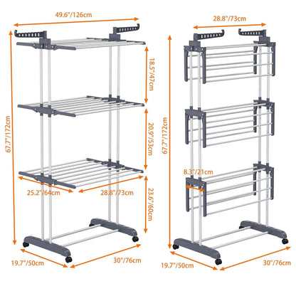Tendedero Vertical Plegable de 4 Niveles con Ruedas – Ahorra Espacio