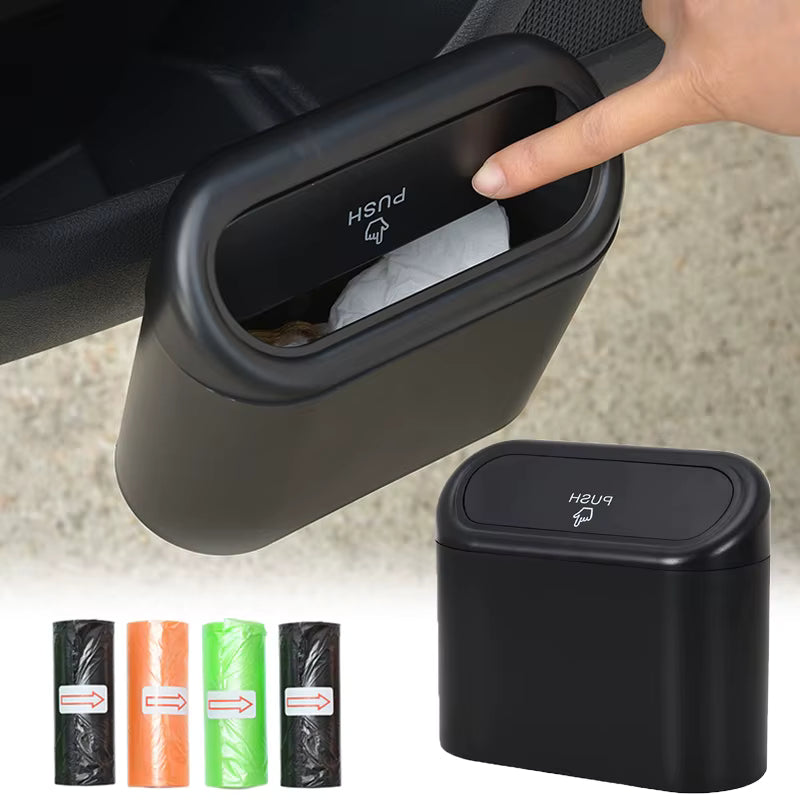 Basurero para Carro con Tapa Push - Negro Mate