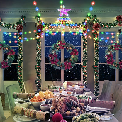 Luces Estrella Cascada LED para Árbol de Navidad + Tapete Navideño Gratis