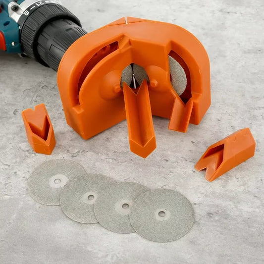 Set Afilador Universal de Brocas y Cuchillos 3 en 1 Compacto (Adaptable a Taladro)