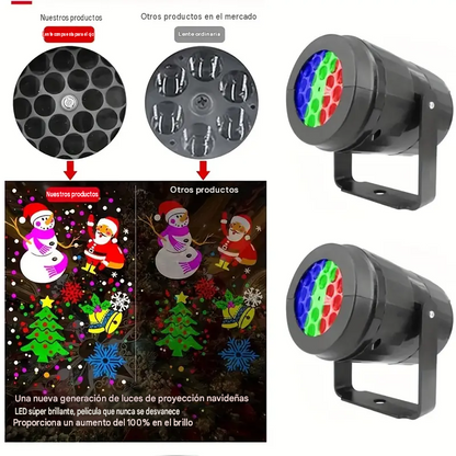 Proyector Navideño Mágico 16 en 1 - Reflector Giratorio Impermeable