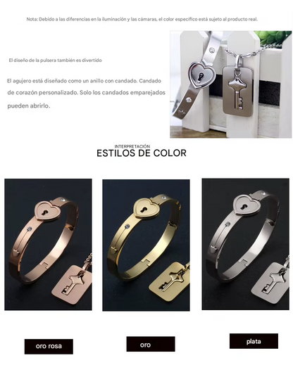Combo Pulsera Corazón + Llave collar [Caja de Lujo GRATIS]