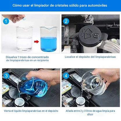 Pastillas Limpia Parabrisas Efervescentes – Caja de 10 Unidades / 20L