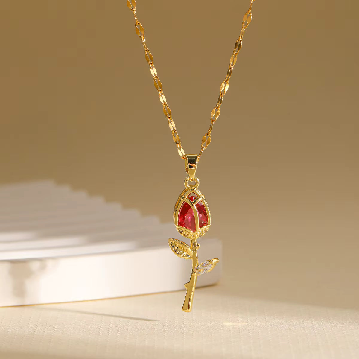 Collar Tulipán Rojo [Estuche de Lujo GRATIS]