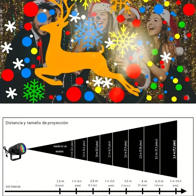 Proyector Navideño Mágico 16 en 1 - Reflector Giratorio Impermeable