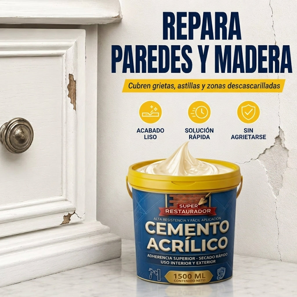 ¡PROMO 2x1! SUPER RESTAURADOR CEMENTO ACRÍLICO 3000ML + ESPÁTULA GRATIS