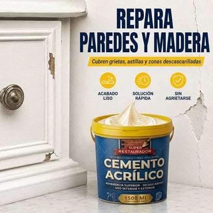 ¡PROMO 2x1! SUPER RESTAURADOR CEMENTO ACRÍLICO 3000ML + ESPÁTULA GRATIS
