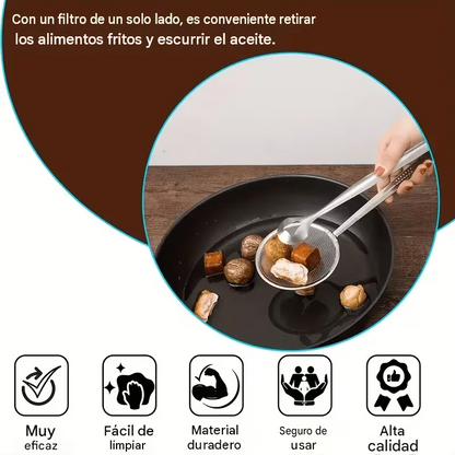 Pinza Colador 2 en 1 - Acero Inoxidable | Agarra, Escurre y Sirve Sin Quemarte