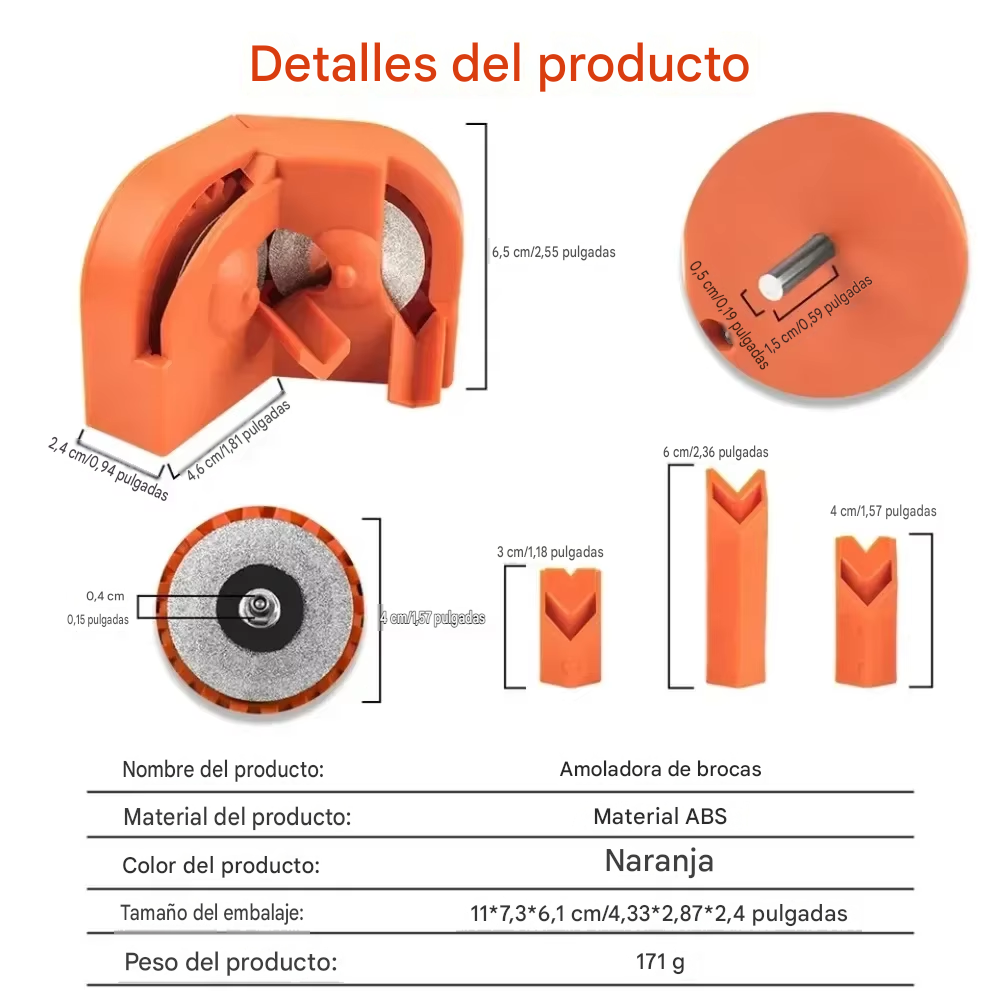 Afilador Universal de Brocas y Cuchillos 3 en 1 - Kit Compacto (Adaptable a Taladro)